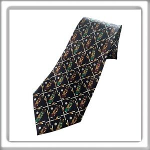 Silk House Golf Club II Tie Design By A. Rogers Golf Tie Black Retro